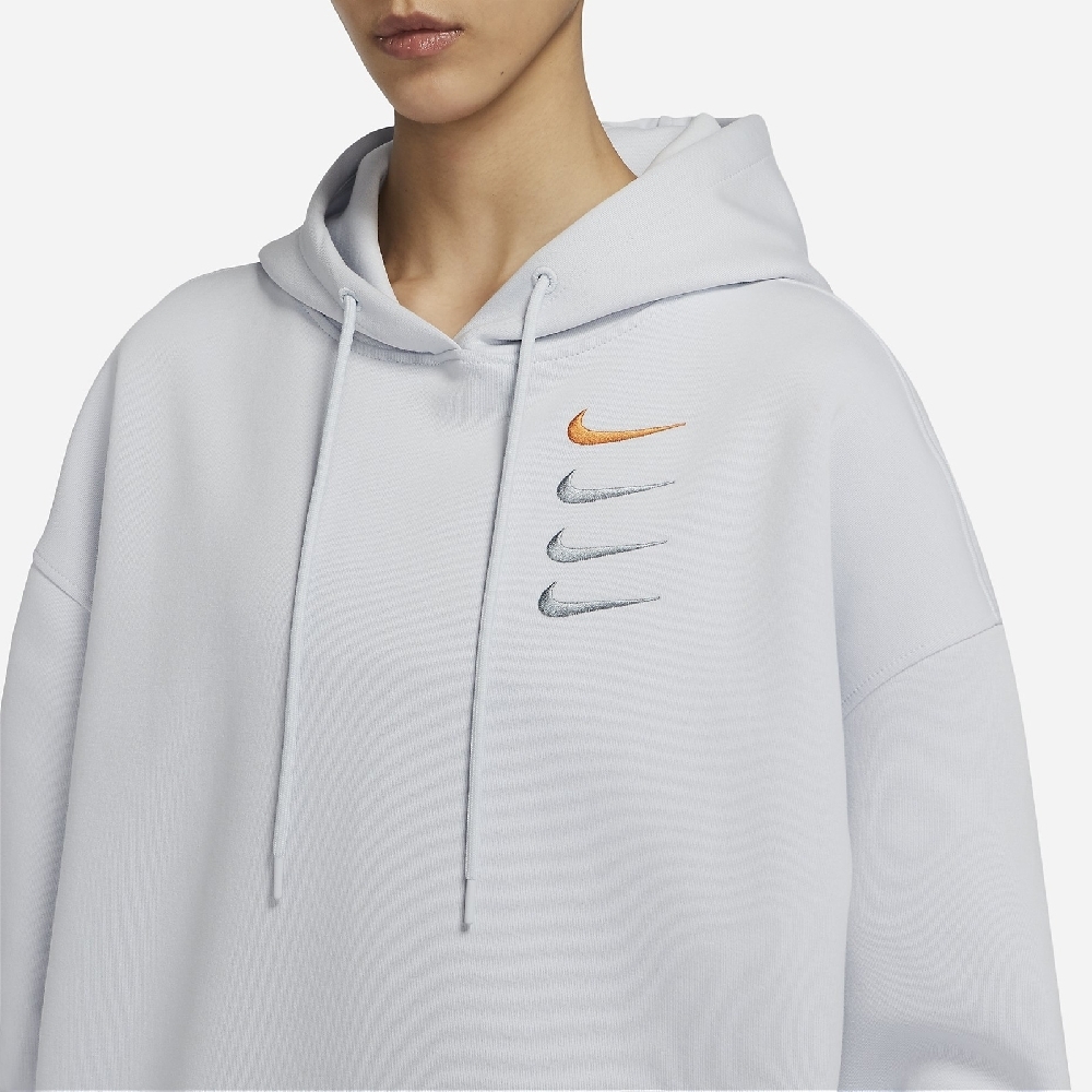 NIKE NSW HOODIE 四勾 刺繡 寬版 帽TEE 淺藍
