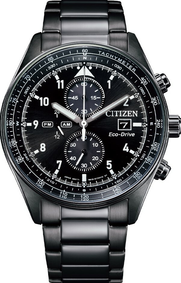 萬年鐘錶 - Citizen 星辰錶 全黑光動能三眼計時男錶  CA0775-87E  錶徑42.5MM