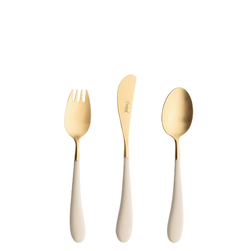 葡萄牙cutipol Alice系列兒童餐具霧金三件組-象牙白