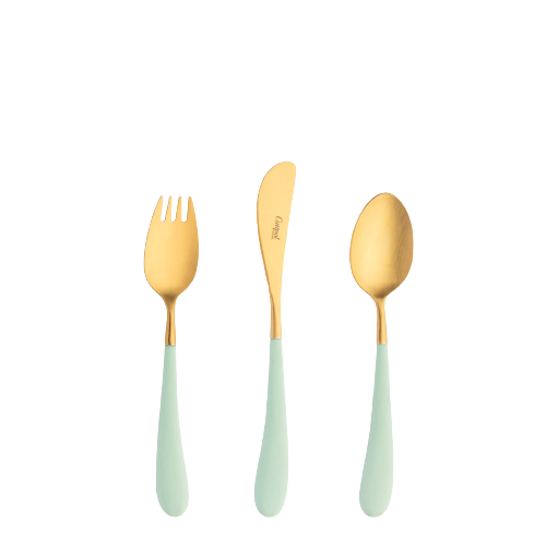 葡萄牙cutipol Alice系列兒童餐具霧金三件組-灰綠