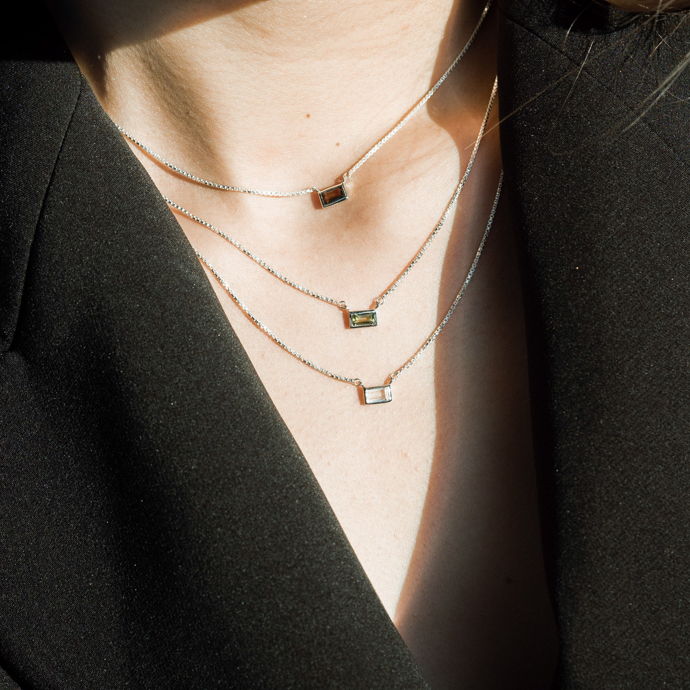 Lego長方茶晶盒子鎖骨鏈