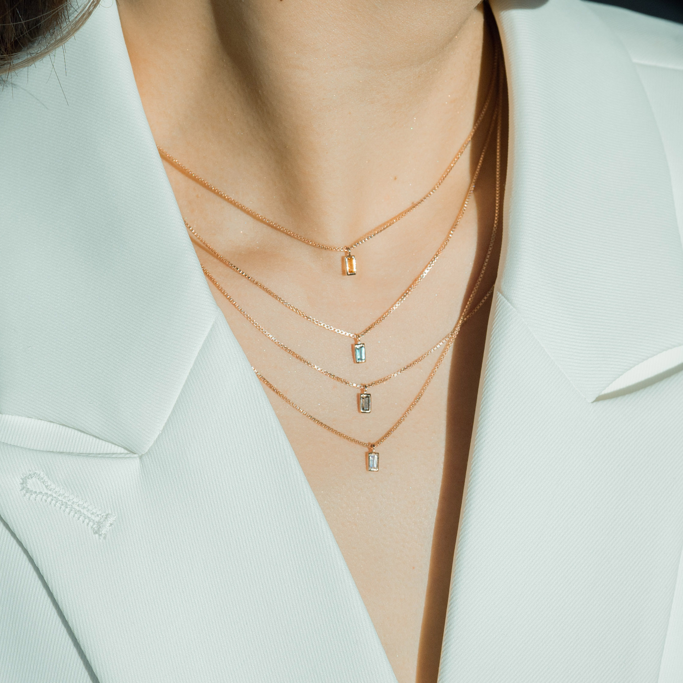 Lego直細方茶晶盒子鎖骨鏈