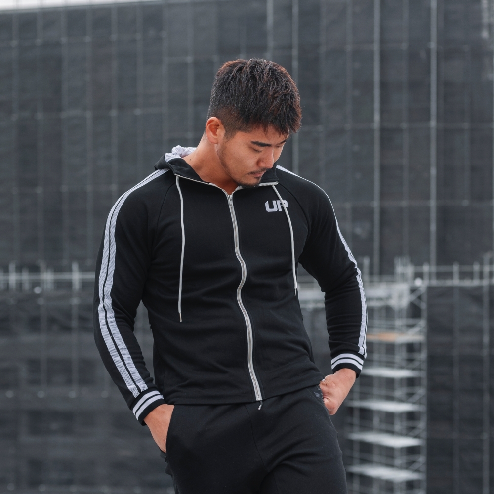 Cotton Zip 純綿連帽外套 純黑色