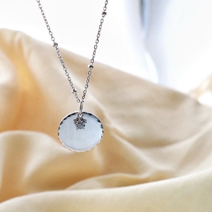 Silver / 星星圓牌項鍊