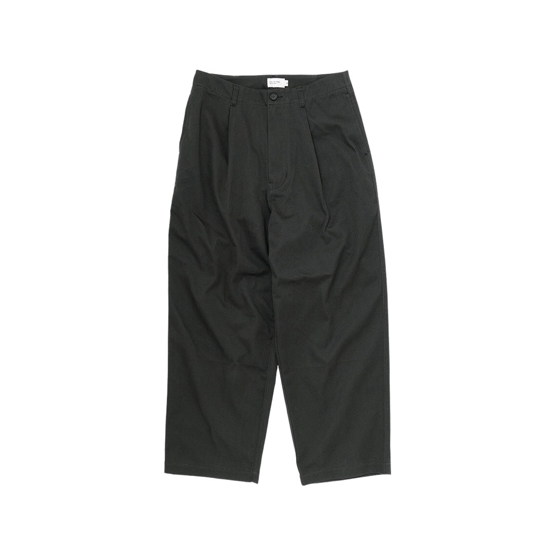 STILL BY HAND - TUCK WIDE PANTS / CHARCOAL