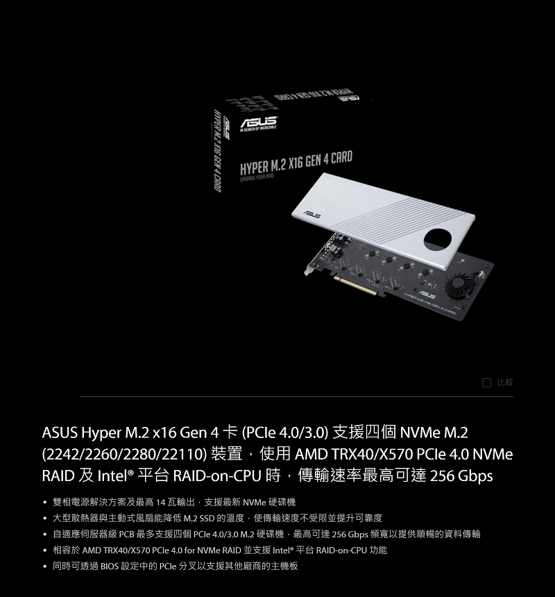 米特3C數位–ASUS 華碩 HYPER M.2 X16 GEN 4 CARD 介面卡/擴充轉接/PCIe 4.0
