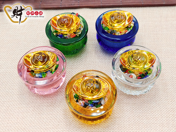 【財神小舖】旺財元寶-琉璃水晶聚寶盆擺件-五款可選(含開光)