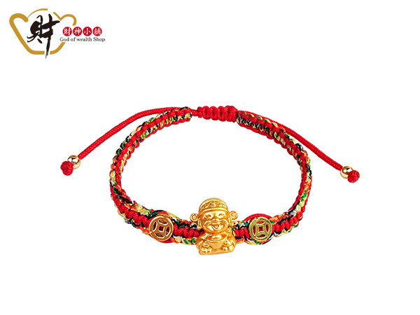 【財神小舖】好運金財神五色線手鍊(含開光)