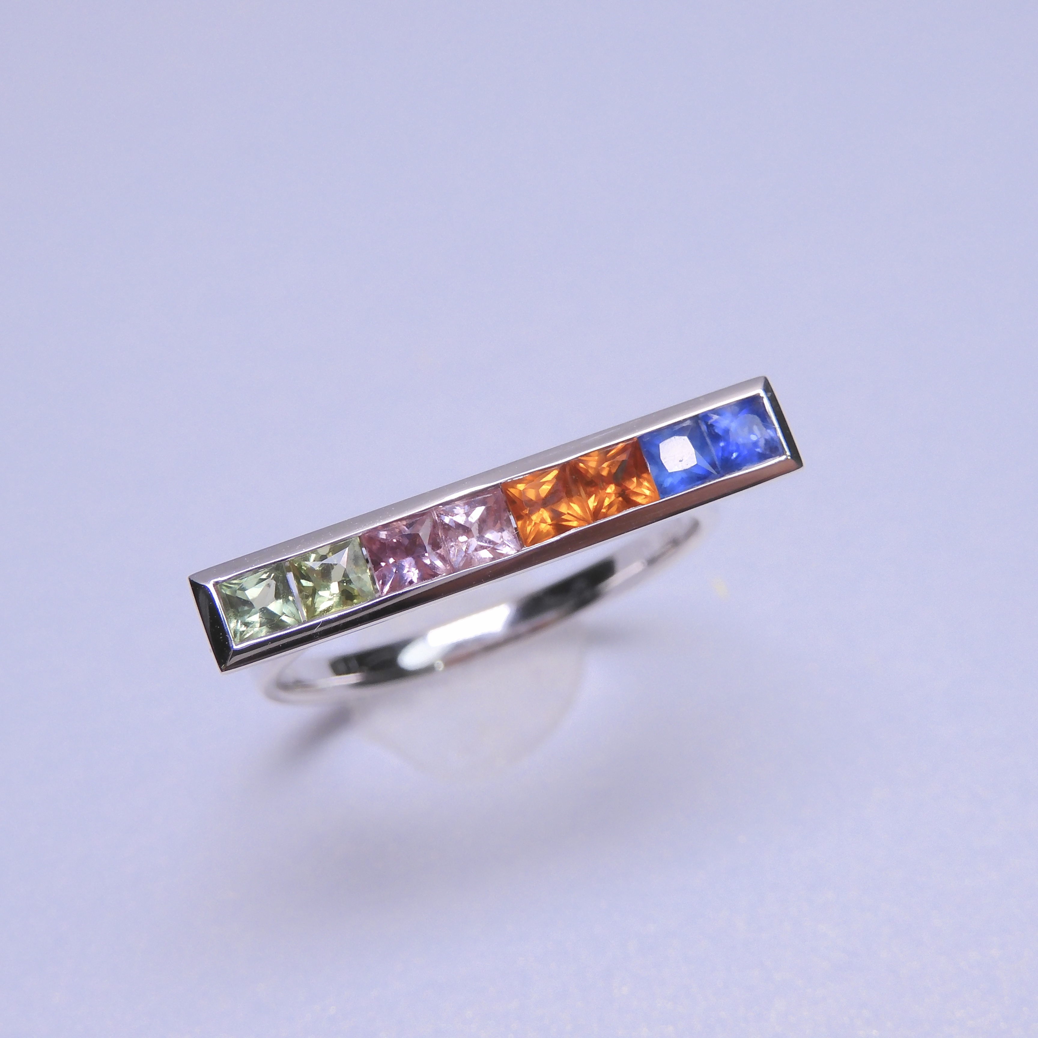 18K金 1ct 彩色藍寶石戒指