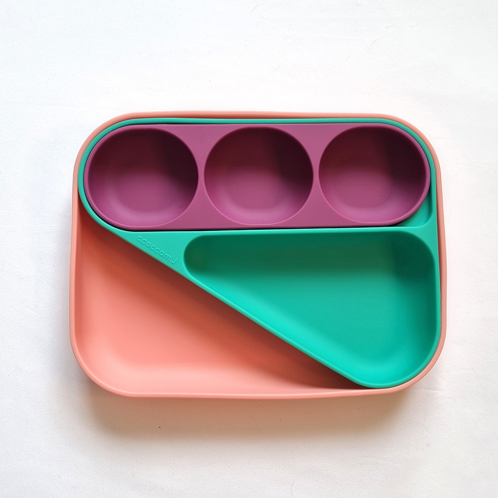 幾何分隔矽膠餐盤【小美人魚】-韓國ccaccam.j美型抖兜調色餐盤