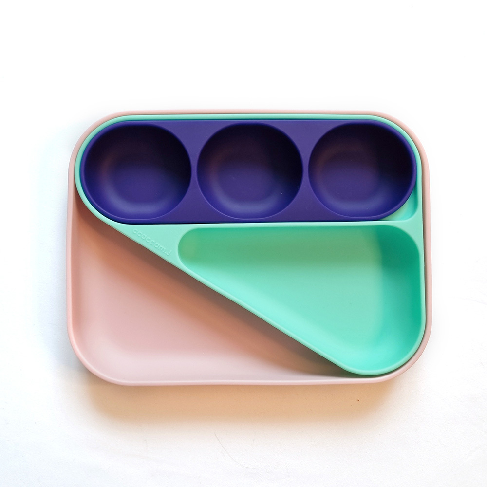 幾何分隔矽膠餐盤【糖果屋】-韓國ccaccam.j美型抖兜調色餐盤