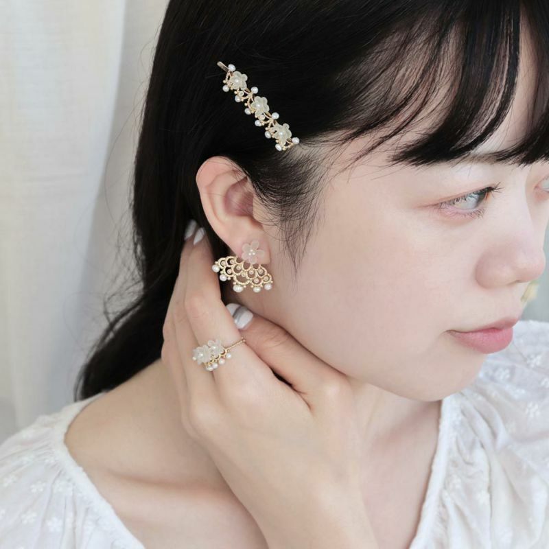 Ayatorie 珍珠蕾絲耳環/戒指/髮夾