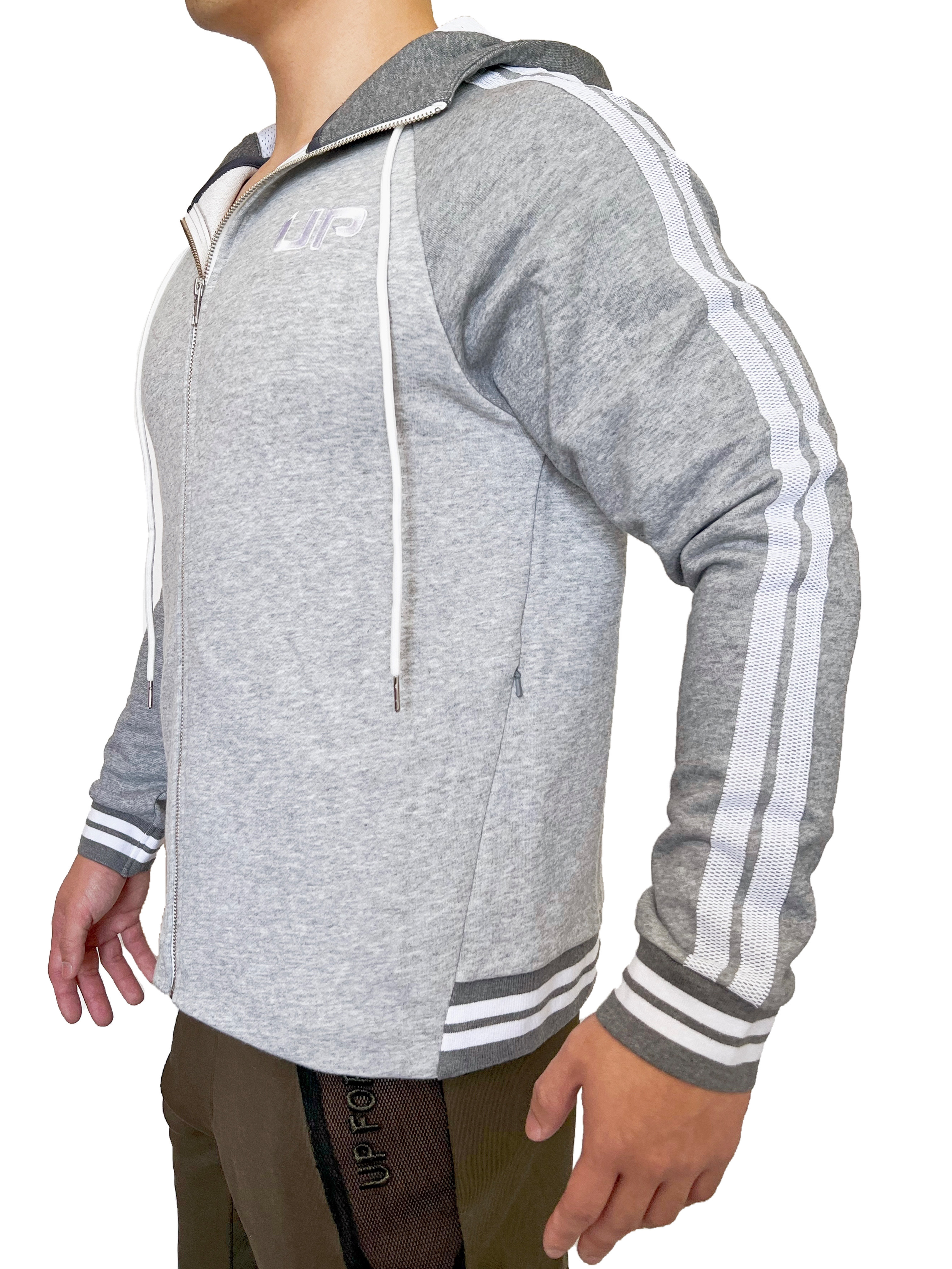 Cotton Zip 純綿連帽外套 深淺灰