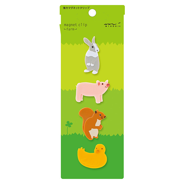 Midori 造型磁鐵夾(4入) 牧場動物
