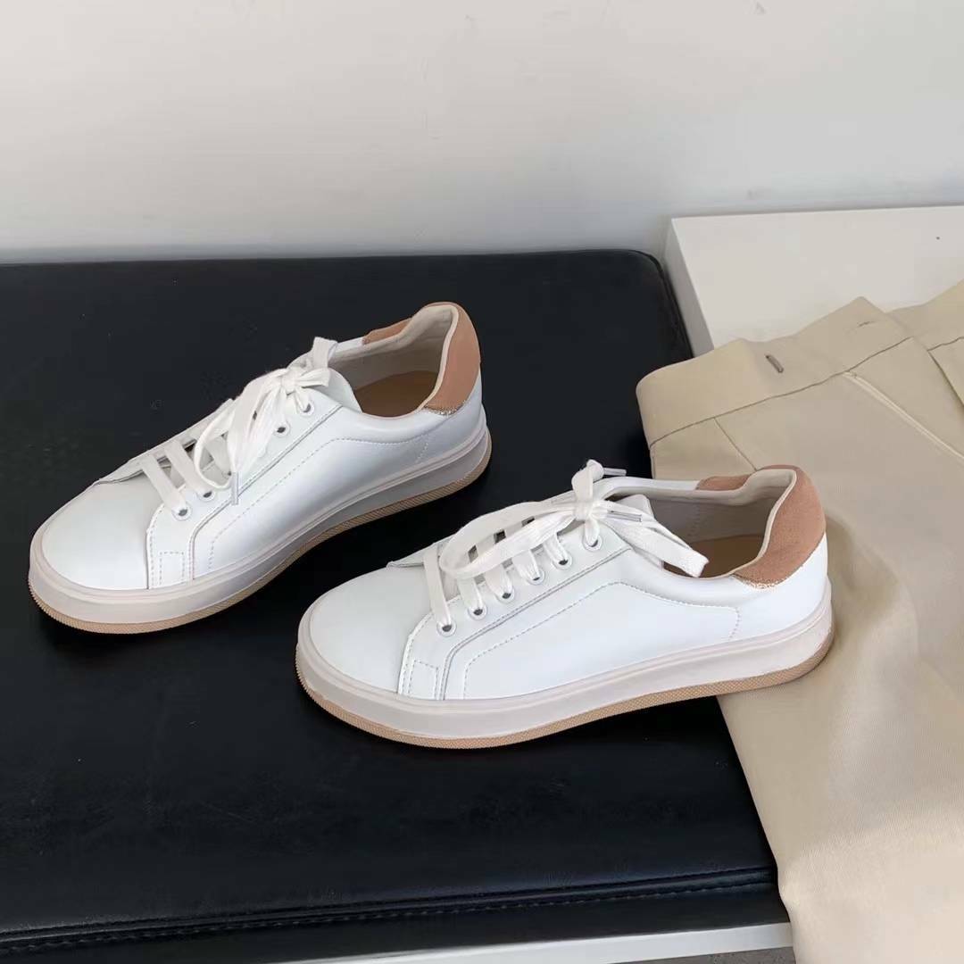 韓國後跳色牛皮休閒鞋