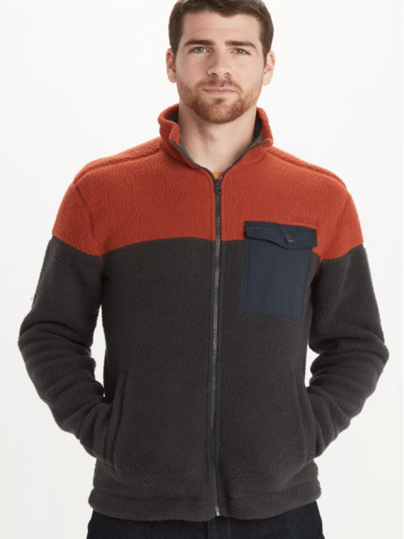 Marmot Aros Fleece Jacket 男款 保暖刷毛外套 33340-3497-Dark Steel/Picante/Arctic Navy [HappyOutdoor]