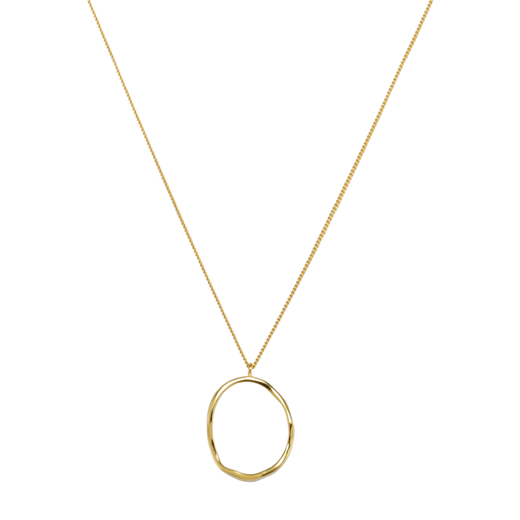 純銀項鍊，女士項鍊 簡約不規則橢圓環；金屬與柔軟線條的結合極具魅力（1643金色）