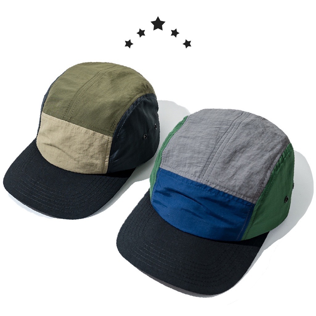 街頭風格 防潑水 防風 尼龍 滑板 棒球 拼接 五片式 五分割帽 帽子