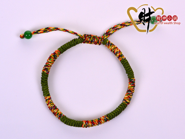 【財神小舖】手工五色線手鍊 (健康綠)(含開光)
