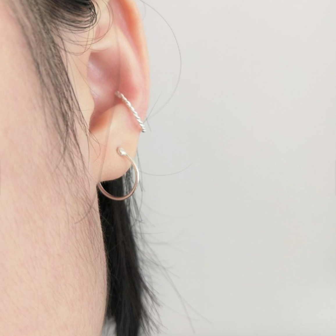 │簡約│素圈 • 麻花圈 • 純銀耳夾 • 耳骨夾