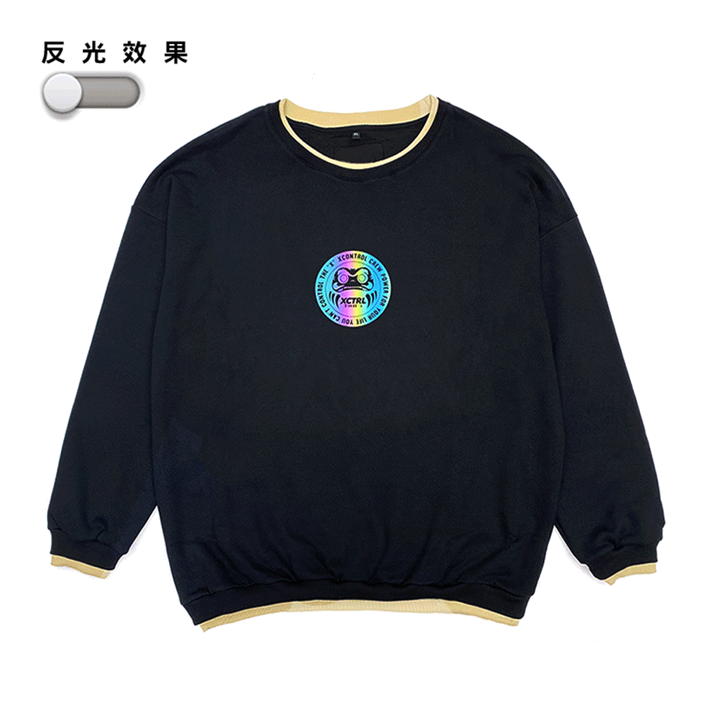 XCTRL 許願不倒翁雙層下擺大學T-黑