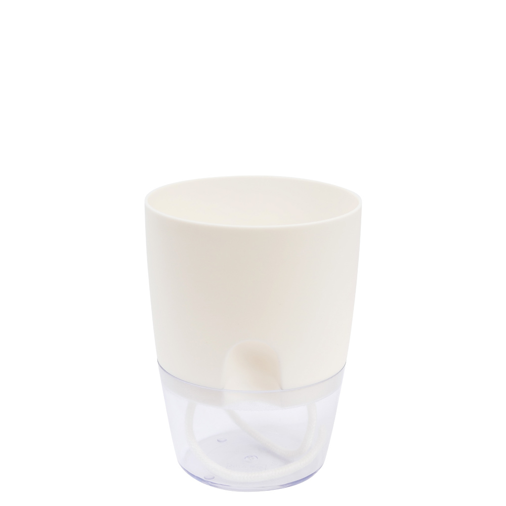 透明自吸懶人花盆白色-中
