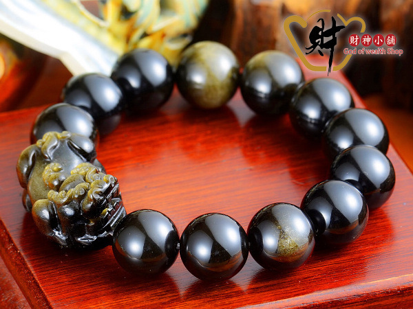 【財神小舖】金曜石搶錢貔貅手鍊 (14mm)(含開光)