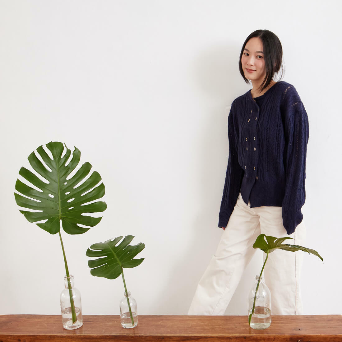 Twine鏤空雙排釦氣質外套/深藍