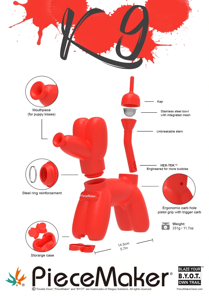 🇺🇸PieceMaker - Gear K9 氣球小狗 醫療級矽膠水煙壺