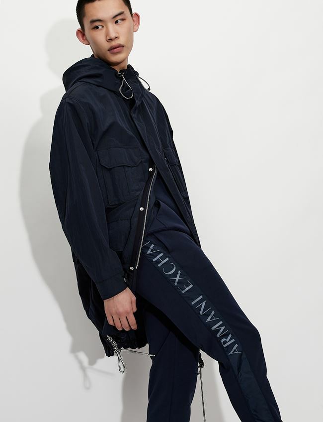 Armani Exchange 織帶拼接英文字休閒運動褲