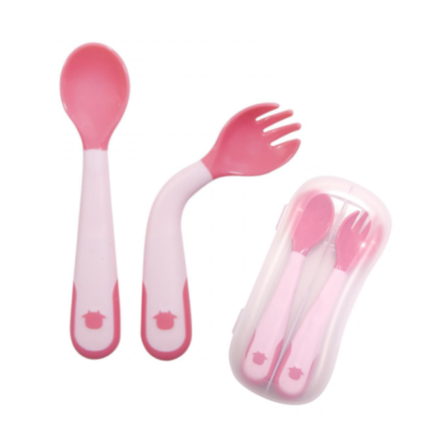 B&H Thermo Sensing Bendable Fork and Spoon Set (Blue/Pink)
