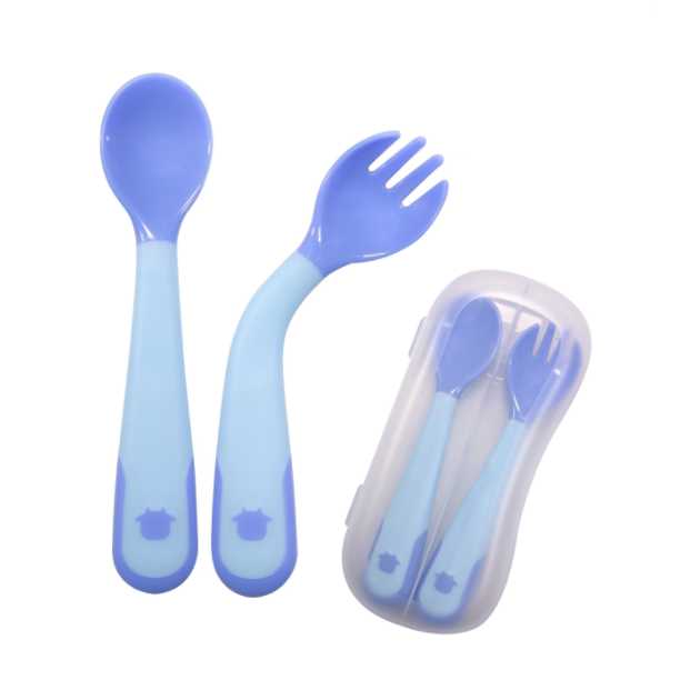 B&H Thermo Sensing Bendable Fork and Spoon Set (Blue/Pink)