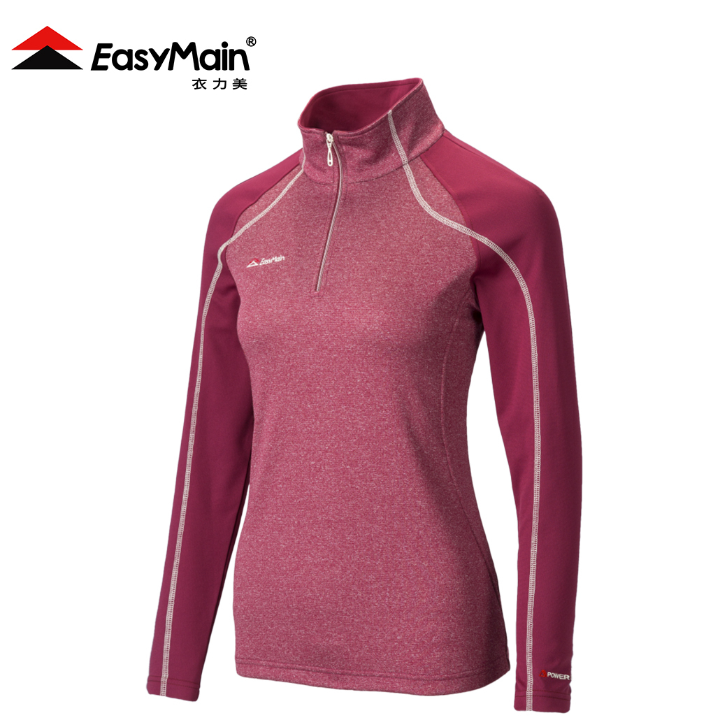 EasyMain 衣力美 SE20066 女快乾保暖透氣防臭休閒衫 (紫紅) 柔軟/透氣/吸汗/中層衣 12EMS20066