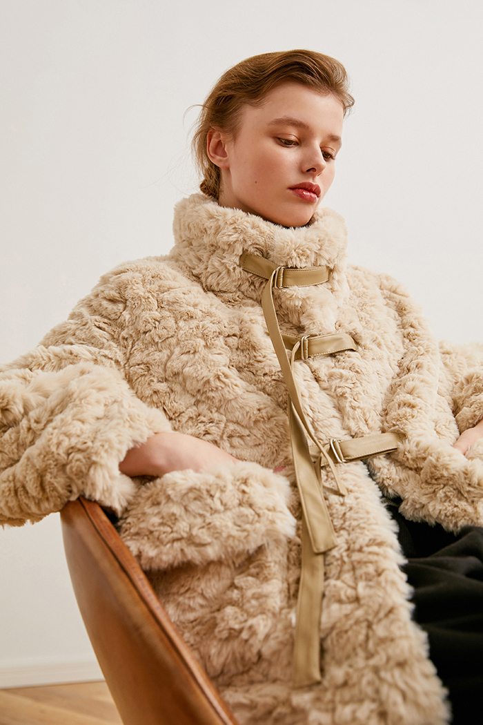 Beige plush coat