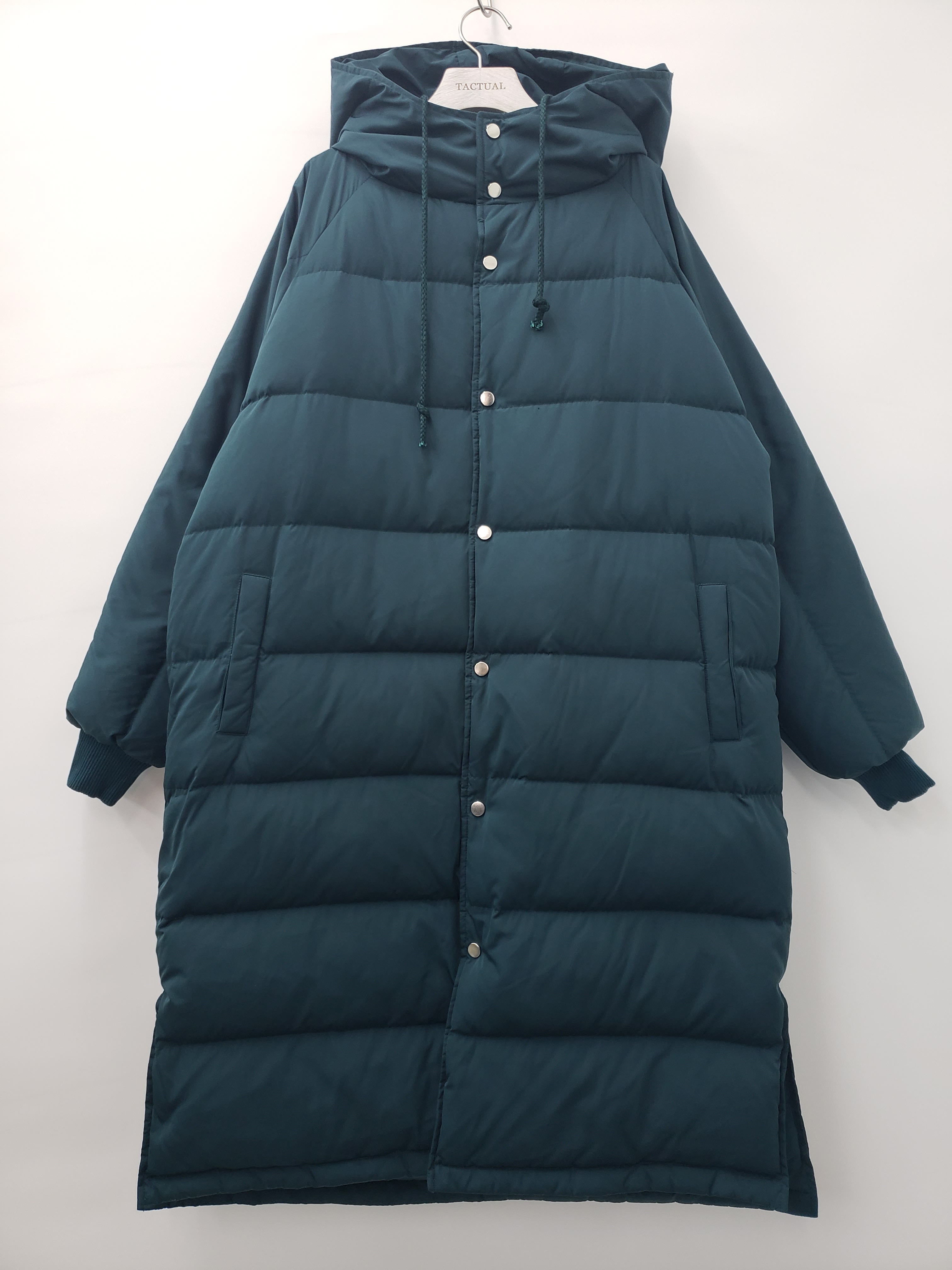 綠色連帽羽絨長褸(雙面)