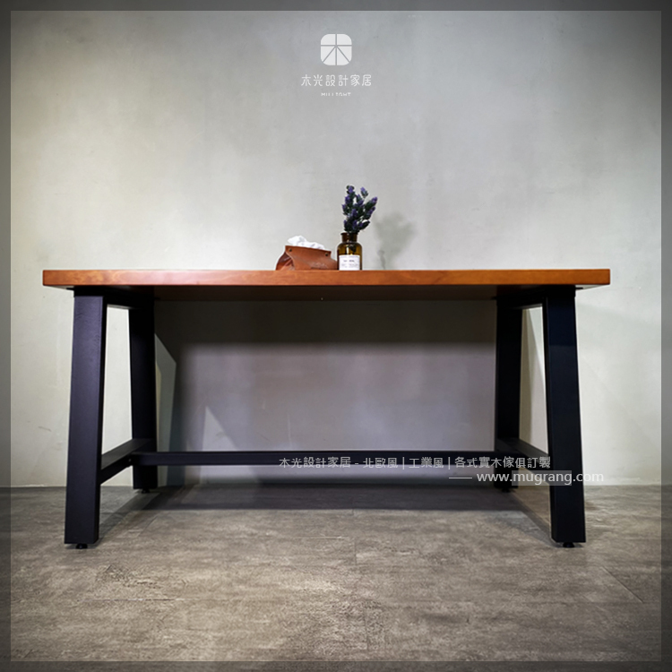 台灣製-LOFT鐵製梯形腳實木桌|可訂製