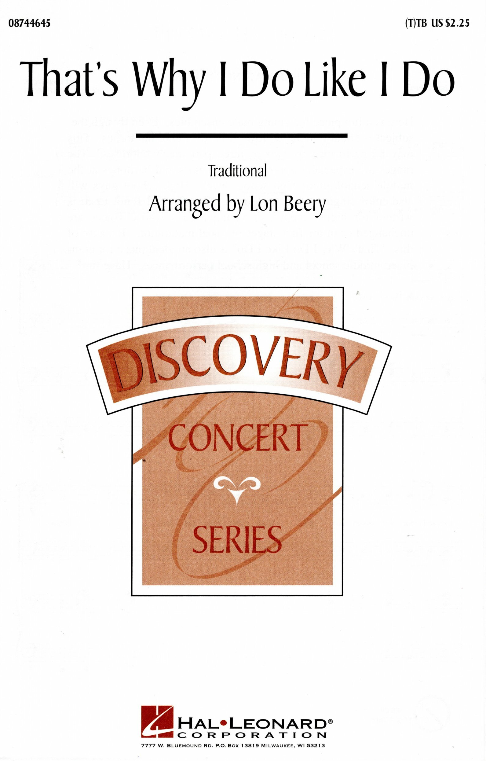 【男聲二 / 三部】《That's Why I Do Like I Do》