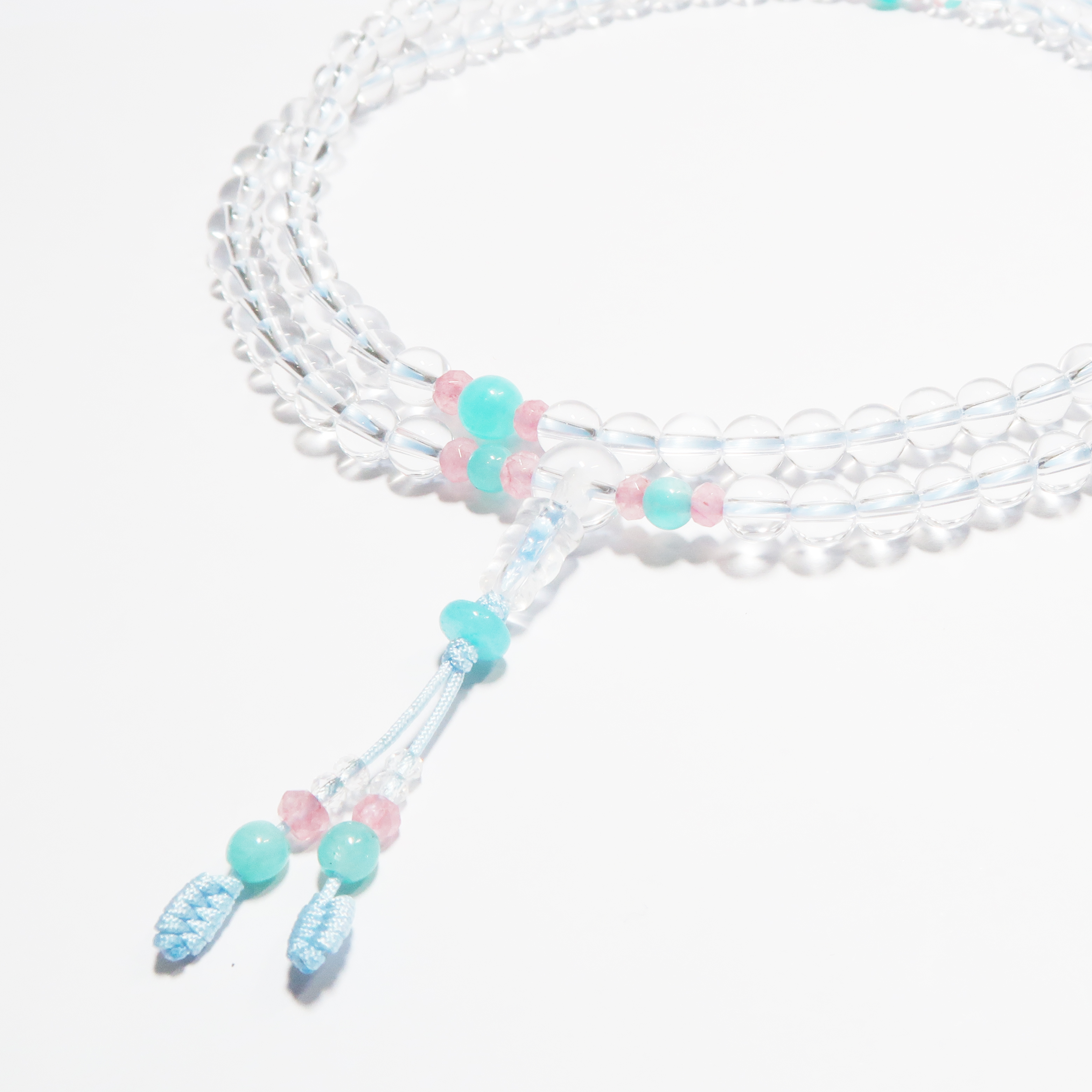 6mm 白水晶 (配: 天河石，粉紅玉髓) (108顆)