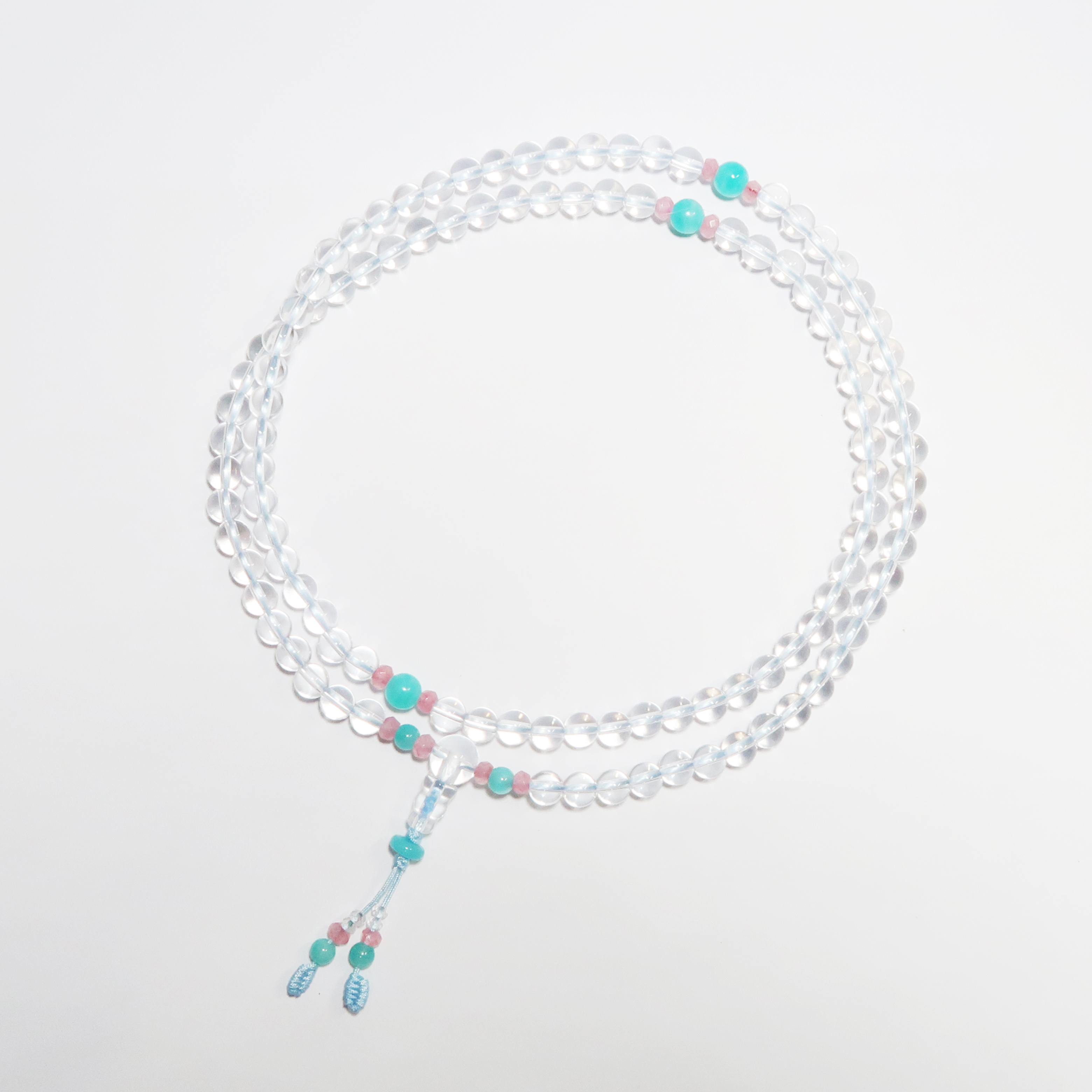 6mm 白水晶 (配: 天河石，粉紅玉髓) (108顆)