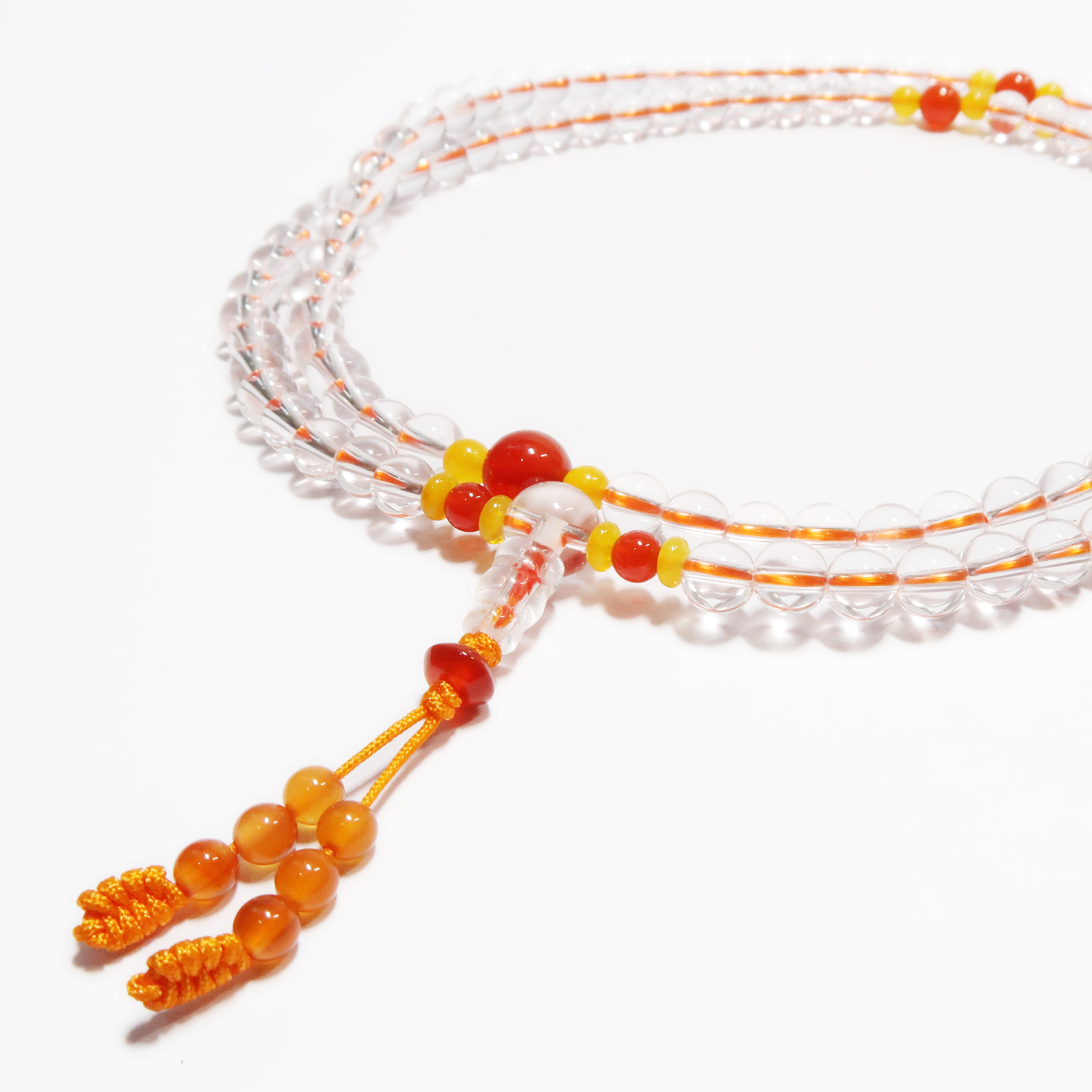 6mm 白水晶 (配: 紅瑪瑙，黃玉髓，橙瑪瑙) (108顆)