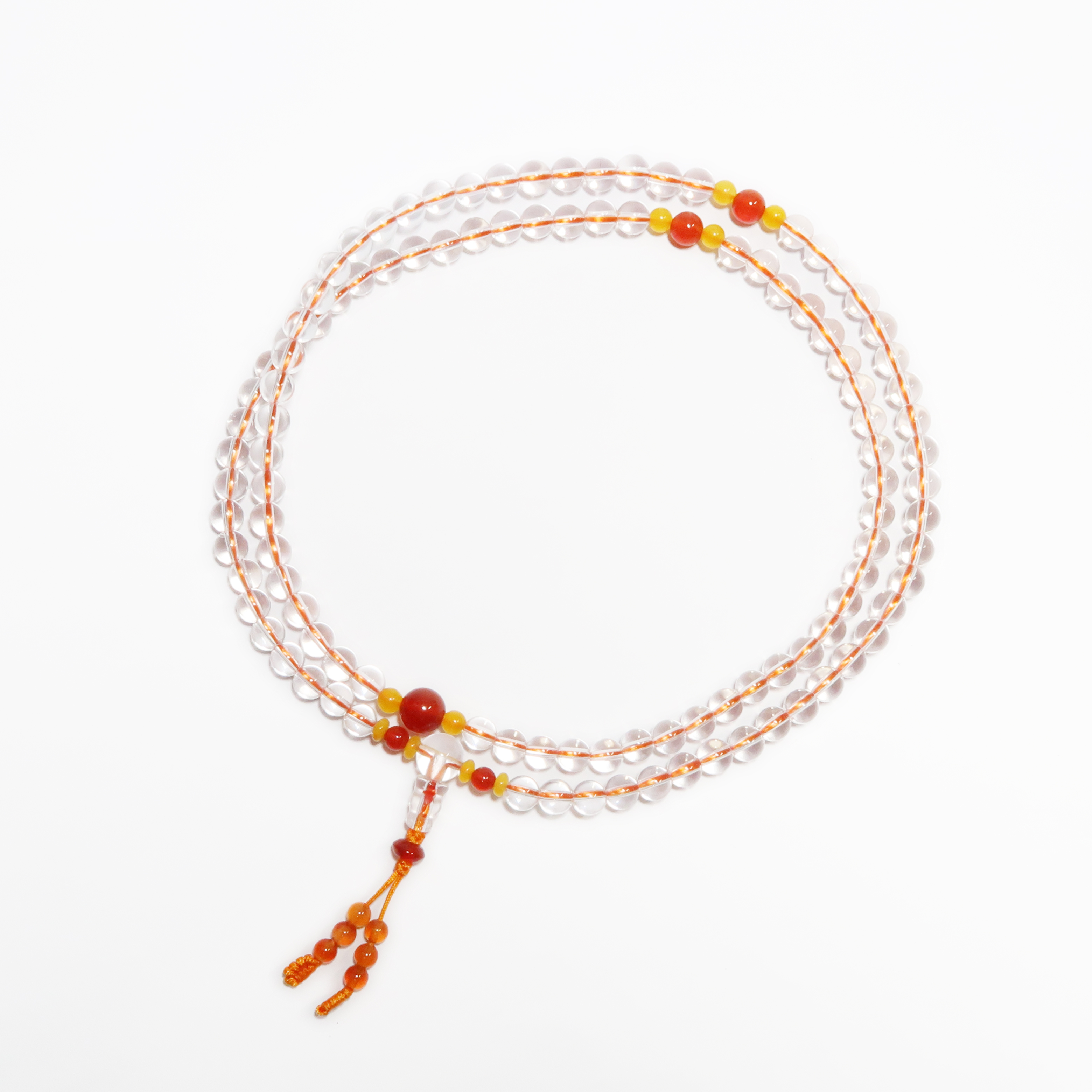 6mm 白水晶 (配: 紅瑪瑙，黃玉髓，橙瑪瑙) (108顆)