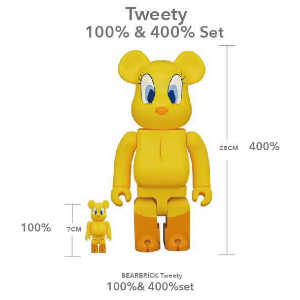 Bearbrick Tweety 100% & 400% Set 崔弟庫柏力克熊400% & 100%