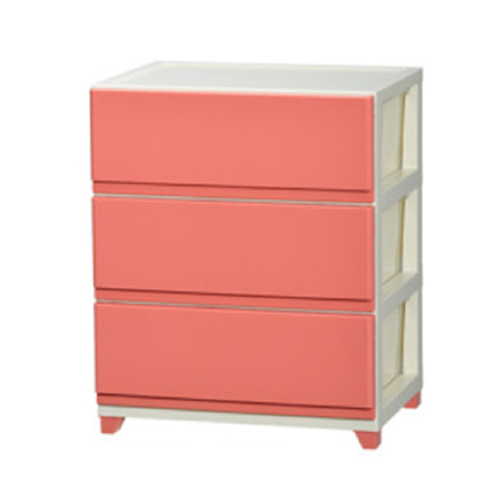 日本JEJ ASTAGE DECONY系列 3層組合式抽屜櫃 寬版-寬54cm (光滑鏡面版) 粉色