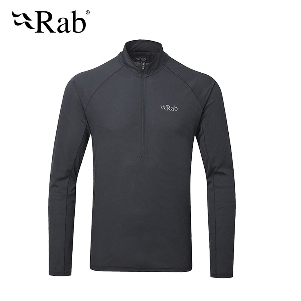 RAB 英國 Pulse LS Zip 透氣長袖排汗衣 男款 (烏木灰、墨藍) 春夏/抗UV/透氣/排汗 11RAQBU77