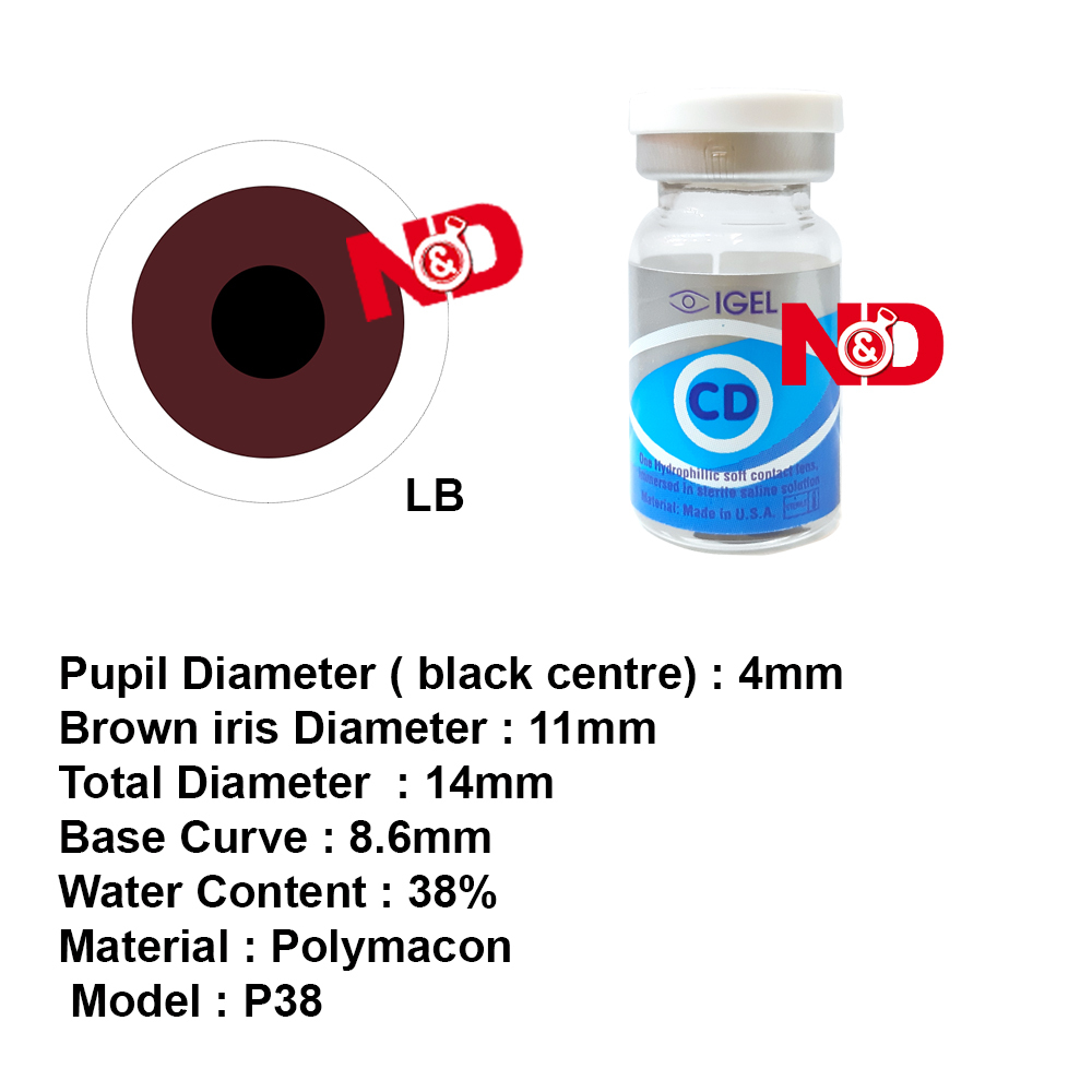 Igel CD 38 Prosthetic Iris Color lens  14mm 1 Year Disposable 1pc/Vial  Ready stock