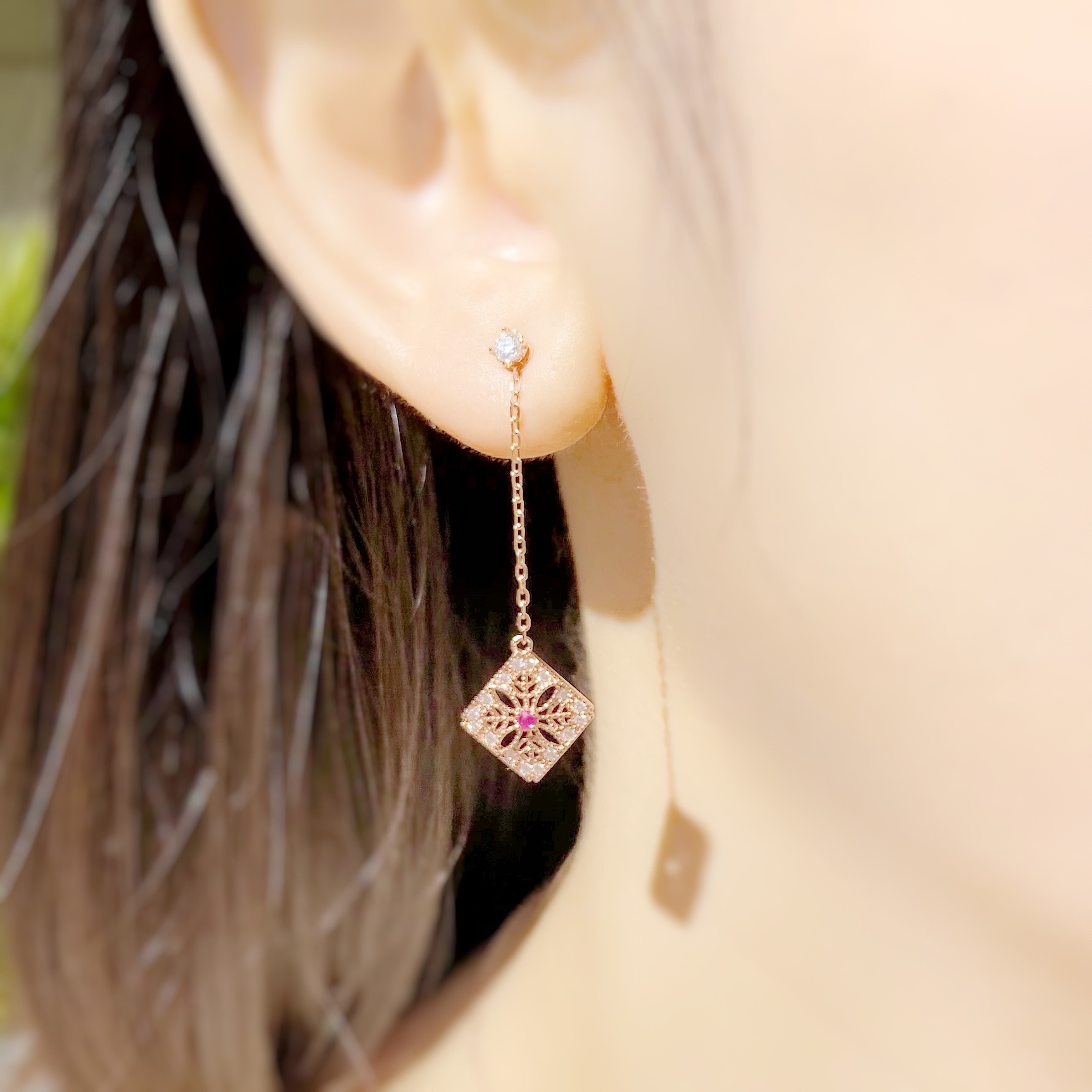 | 925純銀・ 厚鍍金・ 厚鍍玫瑰金・祖母綠・紅寶石 | 古典圖騰耳環 (金 / 玫瑰金) | EA0479 |