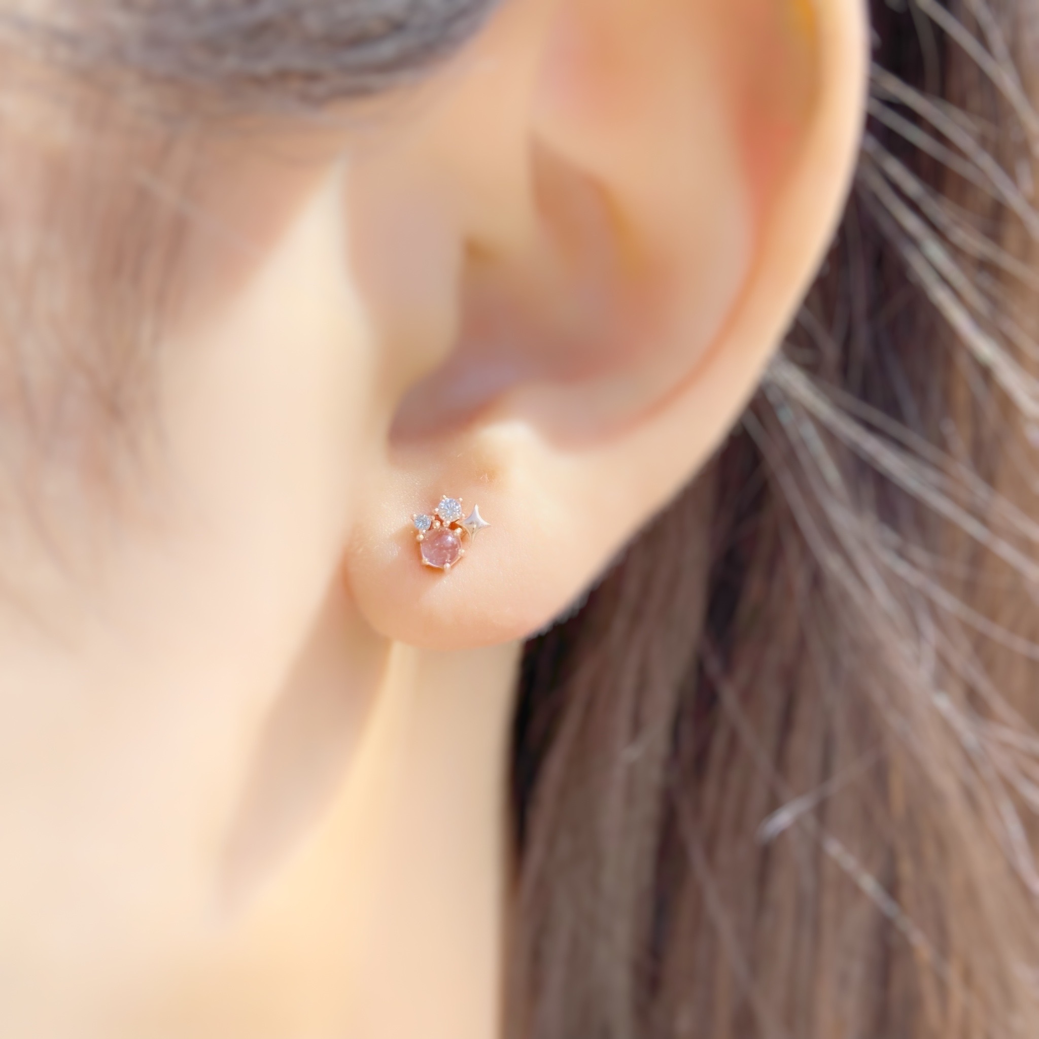 | 925 Silver・Rose Gold |  Star And Ice Flake Earrings | EA0448 |