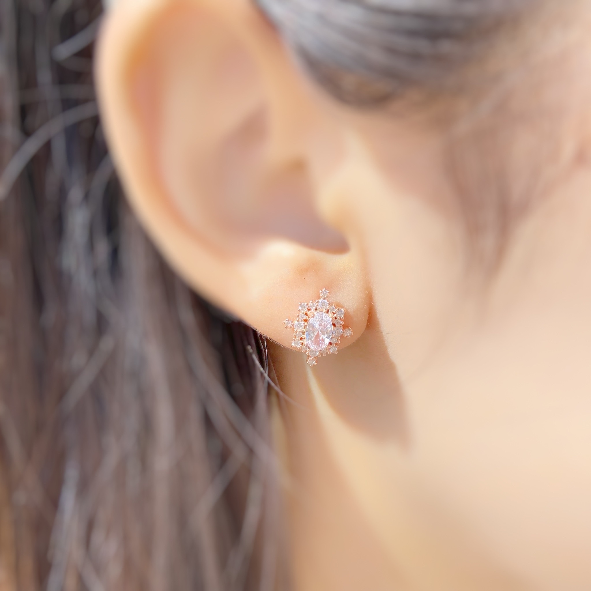 | 925 Silver・Rose Gold |  Floral Letter Earrings | EA0472 |