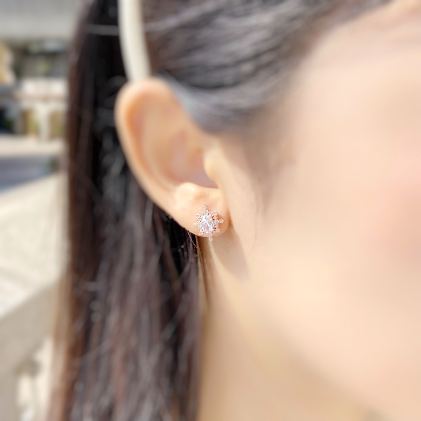 | 925 Silver・Rose Gold |  Floral Letter Earrings | EA0472 |