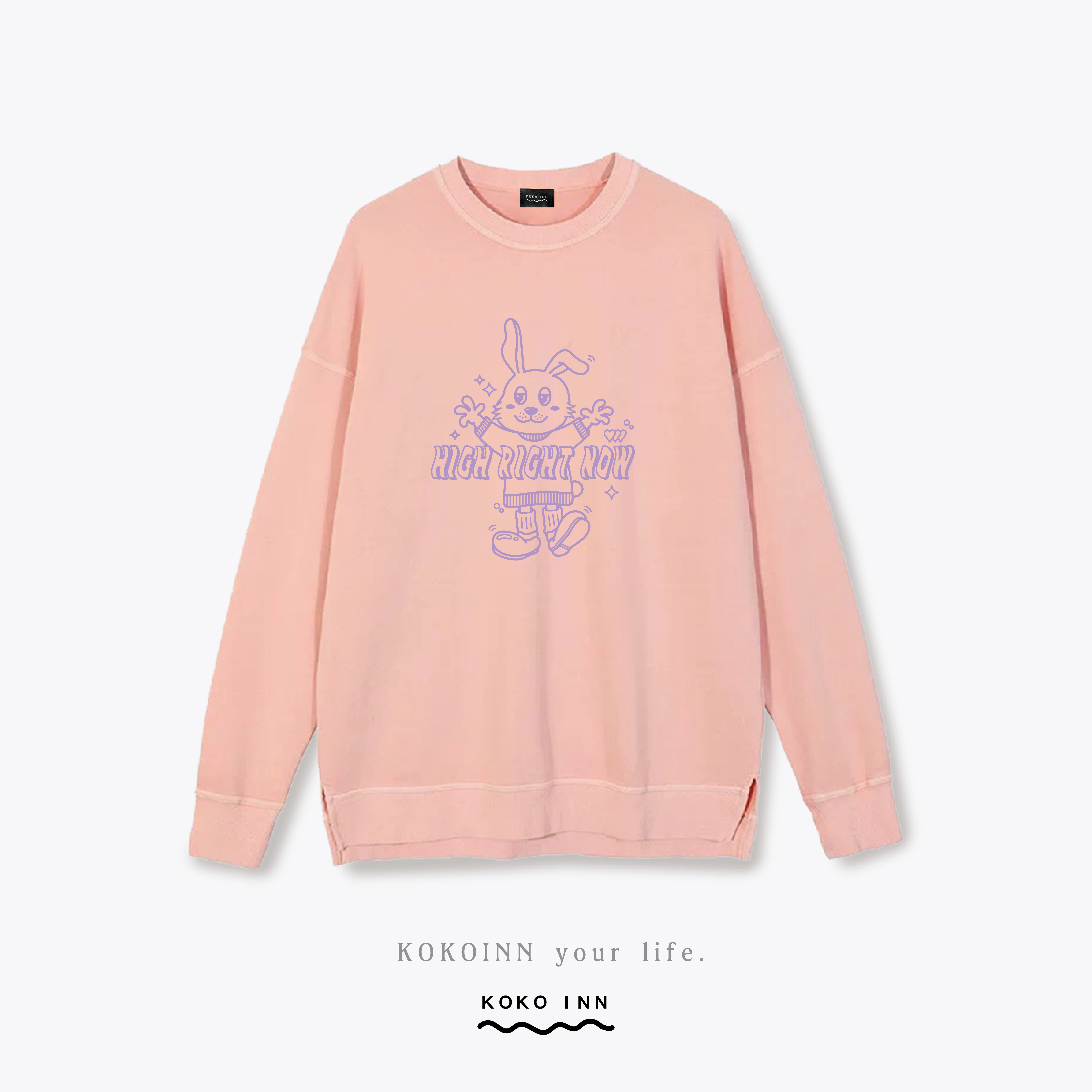 HIGH RIGHT NOW 水洗復古長袖大學T